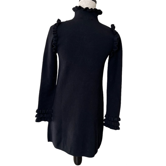 Zara Knit Black Sweater Dress Ruffle Turtleneck High Neck Cozy Medium - Picture 17 of 17